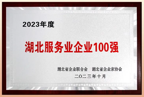 喜报丨热烈祝贺HY豪运国际(中国区)官方网站荣获“2023年度湖北服务业企业100强”称号